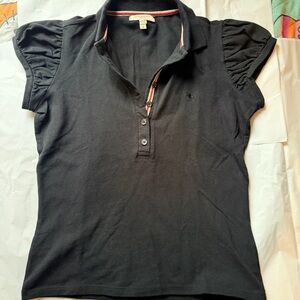 Burberry Black Button Down Shirt with Puff Sleeves